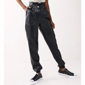 SO NWT Faux Leather Jogger Pants Black Sz L Juniors Kohls New With Tag